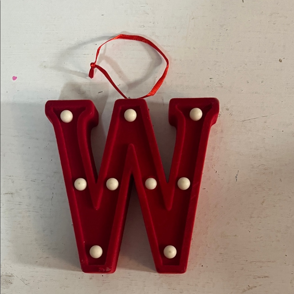 Red Holiday Letter W Ornament